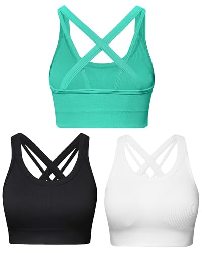 Sports Bras for Women HIigh Support, Criss-Cross Back Padded Strappy High Impact Sports Bras for Women Large Bust
