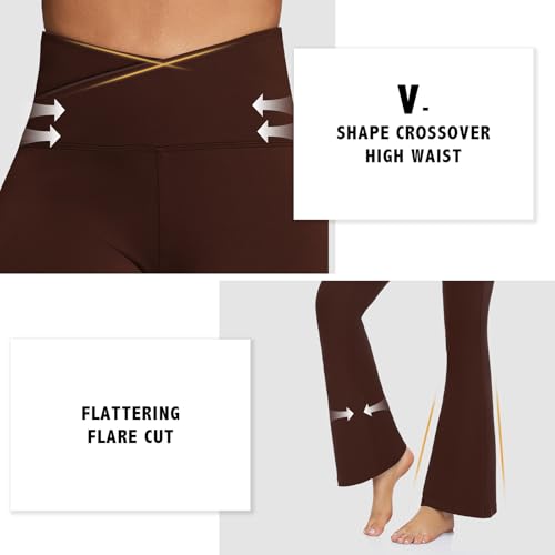 Flare Leggings for Women - High Waist Crossover Yoga Pants Tummy Control Bootcut Bell Bottom Jazz Lounge Leggings