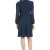 Women's Elegant Eyelet Knee-Length Long Bishop Sleeves-Cinched Waist-Keyhole Neckline-Versatile Cocktail Dress