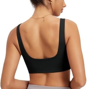 Square Neck Sports Bra for Women Wirefree Non Padded Yoga Tank Workout Crop Tops