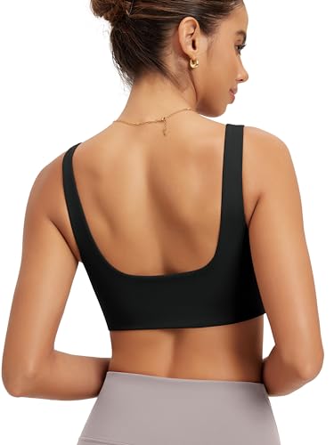 Square Neck Sports Bra for Women Wirefree Non Padded Yoga Tank Workout Crop Tops