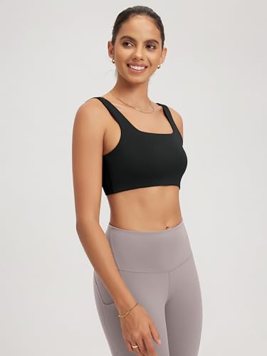 Square Neck Sports Bra for Women Wirefree Non Padded Yoga Tank Workout Crop Tops