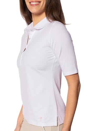 Women's Elbow Sleeve Golf Polo - Stretch, UPF 30+, Moisture-Wicking - Sport Shirt for Golf, Tennis & Pickleball