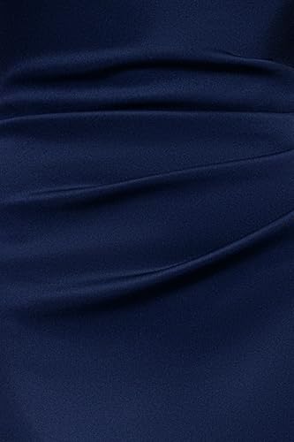 Women's Scuba Cross Neck Ruffle Floor Length Dress, Midnight, 12