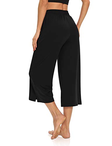 31bvoBpDbZL.jpg Womens Capri Pants Loose Yoga Pants Wide Leg Drawstring Comfy Lounge Pajama Capris Sweatpants with Pockets