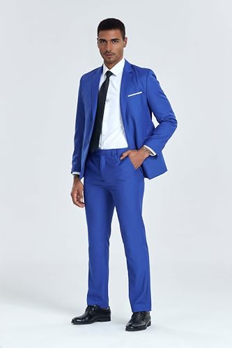 Men's Suit Slim Fit 2 Piece Prom Suits Two Button Jacket Pants Tuxedo Formal Wedding Dinner Business