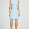31dIqbeKkwL.jpg Sun Protective UPF 50+ Icefil Cooling Mini Check Sleeveless Mock Neck Dress w Pockets - 58754 Blue/White Mini Check M
