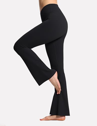 31eO-WVBdaL.jpg Women's Crossover High Waist Flare Workout Leggings Bootcut Bell Bottom Yoga Pants with Tummy Control