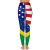Brazil US Flag Women's Yoga Pants Stretch Leggings with Pockets High Waist for Workout