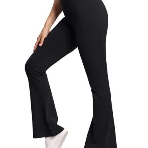 Women's Crossover High Waist Flare Workout Leggings Bootcut Bell Bottom Yoga Pants with Tummy Control