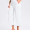 Women's Capri Pants with Pockets High Waist Yoga Pants Wide Leg Workout Crop Summer Pants for Casual, Travel, Exercise