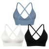 V-Neck Sports Bra for Women Adjustable Strappy Yoga Bra Spaghetti Strap Padded Workout Bra S-XL Low Impact Seamless Bralettes