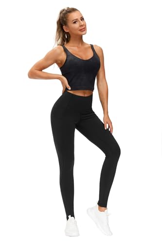 Thick High Waist Yoga Pants with Pockets, Tummy Control Workout Running Yoga Leggings for Women