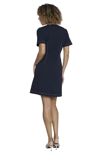 Women's Short Sleeve Fit and Flare Scuba Crepe Dress