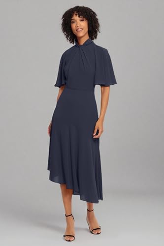 Women's Sophisticated Twist Neck Detail Dress Workwear Office Career Occasion Event Guest of