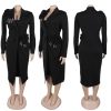 Women's 2 Piece Blazer Dress Set Formal Rhinestone 3D Flower Bodycon Midi Dress with Overcoat Business Suit Set