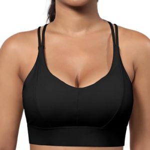 Sports Bra for Women Strappy Medium Support Push Up Padded Sports Bra for Running Workout Bra Yoga Bra