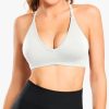 V-Neck Sports Bra for Women Adjustable Strappy Yoga Bra Spaghetti Strap Padded Workout Bra S-XL Low Impact Seamless Bralettes