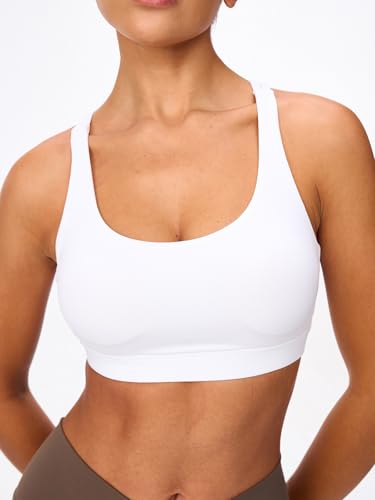 31p9jne5cgL.jpg Women's Strappy Sports Bras Light Compression Crop Criss Cross Back Padded Workout Yoga Bra Supportive U Neckline