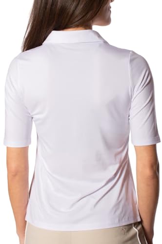 Women's Elbow Sleeve Golf Polo - Stretch, UPF 30+, Moisture-Wicking - Sport Shirt for Golf, Tennis & Pickleball