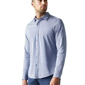 Men's Commuter Shirt, Performance Dress Shirts for Men, Machine Washable, Wrinkle Resistant, Slim Fit Button Down Shirt