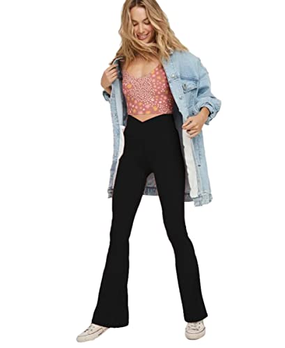 31q0xhv7ybL.jpg Women's Casual Bootleg Yoga Pants V Crossover High Waisted Flare Workout Pants Leggings