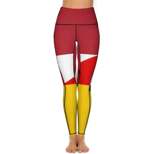 Flag of Netherlands and Germany Women's Yoga Pants Stretch Leggings with Pockets High Waist for Workout