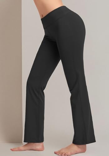 Inner Pocket Yoga Pants 4 Way Stretch Tummy Control Workout Running Pants, Long Bootleg Flare Pants
