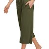 Womens Capri Yoga Pants Summer Wide Leg Loose Casual Cropped Lounge Drawstring Pajama Capris Sweatpants with Pockets