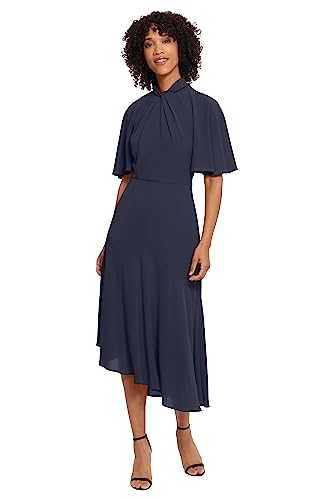 Women's Sophisticated Twist Neck Detail Dress Workwear Office Career Occasion Event Guest of