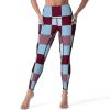 31rNzckGitL.jpg Brown and Blue Checkered Women's Yoga Pants Stretch Leggings with Pockets High Waist for Workout