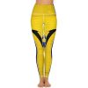 Wooden Barbados Flag Women's Yoga Pants Stretch Leggings with Pockets High Waist for Workout
