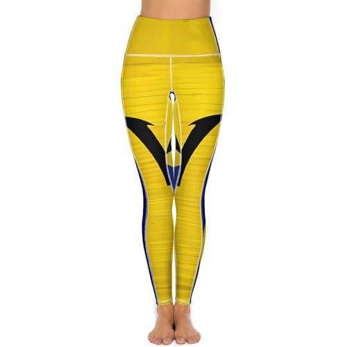Wooden Barbados Flag Women's Yoga Pants Stretch Leggings with Pockets High Waist for Workout