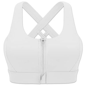 Zipper in Front Sports Bra High Impact Strappy Back Support Workout Top