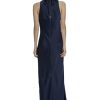 High Neck Floor Length Fit and Flare Halter Formal Dresses for Women