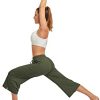 Womens Capri Yoga Pants Summer Wide Leg Loose Casual Cropped Lounge Drawstring Pajama Capris Sweatpants with Pockets