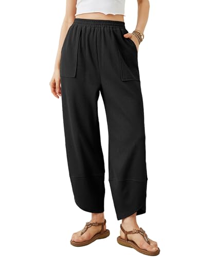 31tEYXQBeL.jpg Womens Baggy Wide Leg Pants Casual Elastic Waisted Palazzo Harem Pants with Pockets