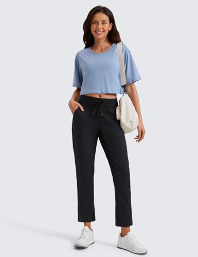 Womens Casual 7/8 Pants 27" - Lightweight Workout Outdoor Athletic Track Travel Lounge Joggers Pockets