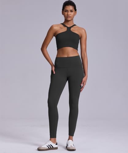 2 Pack Black Leggings with Pockets for Women, Tummy Control Workout High Waisted Yoga Pants