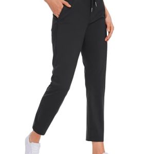 Womens 4-Way Stretch Ankle Golf Pants 7/8 Casual Dress Work Athletic Travel Workout Sweatpants with Pockets