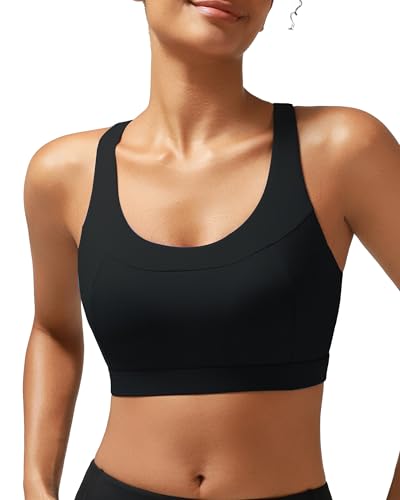 Sports Bras for Women High Support,Racerback Molded Cup Sports Bra with Sewn in Pads