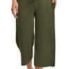 Womens Capri Yoga Pants Summer Wide Leg Loose Casual Cropped Lounge Drawstring Pajama Capris Sweatpants with Pockets