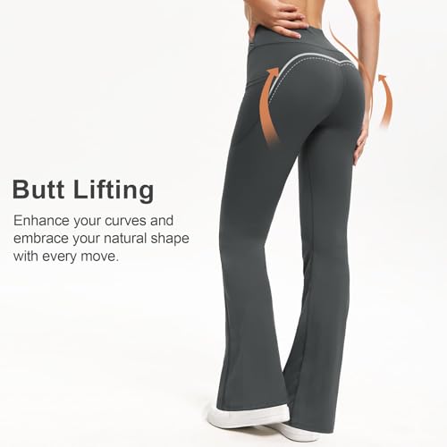 31yTMM9njkL.jpg 3 Packs Women's Flare Leggings with Pockets, Soft High Waisted Tummy Control Bootcut Workout Yoga Pants