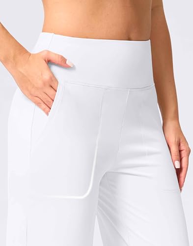Women's Capri Pants with Pockets High Waist Yoga Pants Wide Leg Workout Crop Summer Pants for Casual, Travel, Exercise