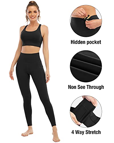 41-euEaSXaL.jpg 4 Pack Leggings with Pockets for Women,High Waist Tummy Control Workout Yoga Pants