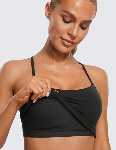Womens Butterluxe Y Back Longline Sports Bras - Spaghetti Straps Racerback Padded Yoga Workout Crop Tank Top