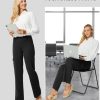 Yoga Pants with Pockets for Women Wide Leg Cargo Pants High Waist Crossover Stretch Work Travel Casual Sweatpants
