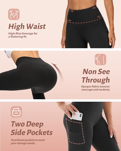 410lChw-I-L.jpg 4 Pack Leggings for Women with Pockets- High Waisted Tummy Control for Workout Running Capri Yoga Pants