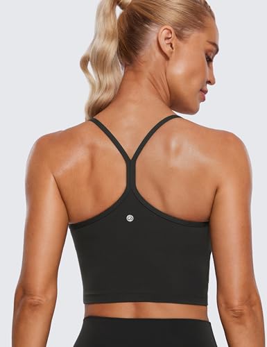 Womens Butterluxe Y Back Longline Sports Bras - Spaghetti Straps Racerback Padded Yoga Workout Crop Tank Top