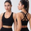 Sports Bra for Women Medium Support Criss Cross Strappy Bras Seamless Padded High Impact Yoga Athletic Exercise Bras